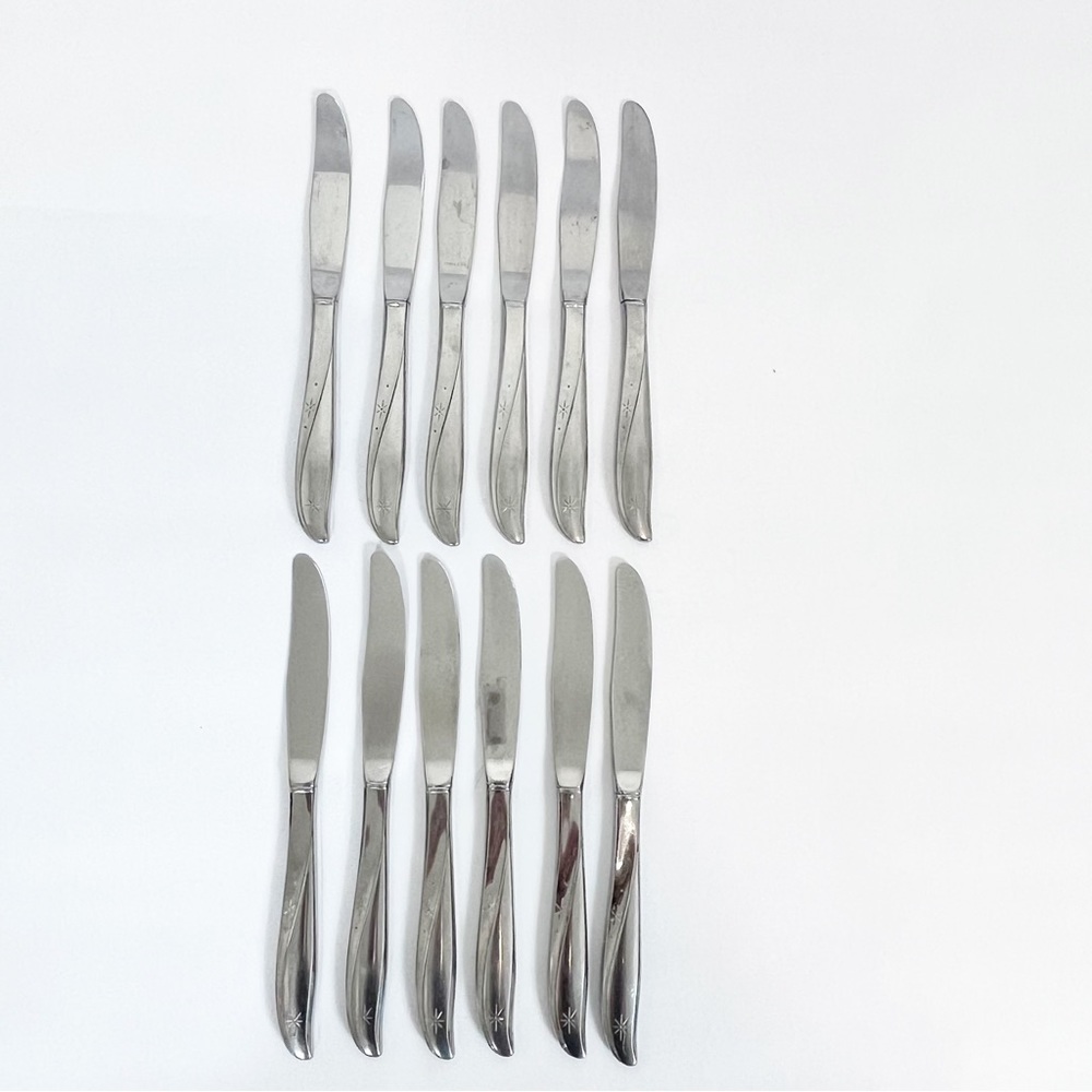 Oneida Twin Star Atomic Starburst Midcentury Modern Knives 12 Vintage